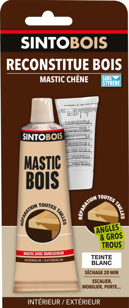 Sintobois Mastic Reconstitue Bois Tube 66ml Blanc