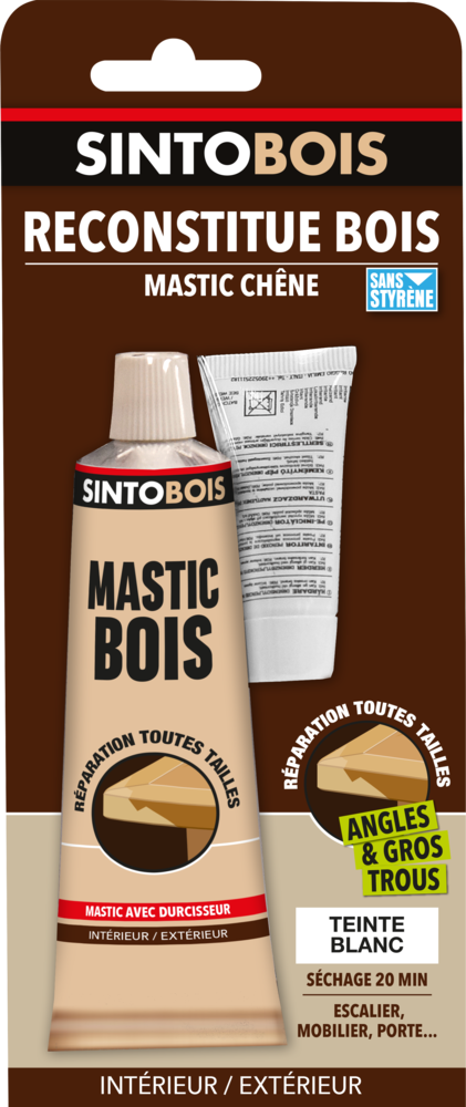 Sintobois Mastic Reconstitue Bois Tube 66 ml Blanc