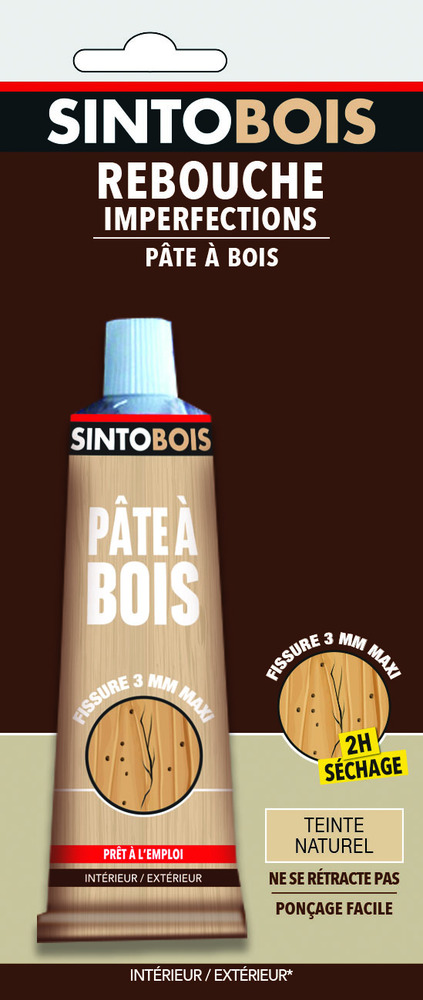 SINTO BOIS pâte à bois rebouche les trous et fissures, séchage 2H