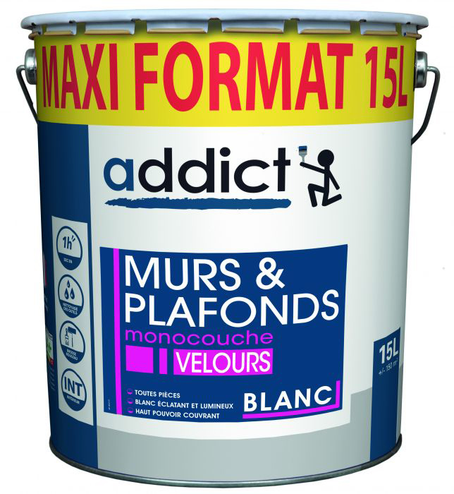 Addict Murs & Plafonds Monocouche Velours Blanc 15L Maxi Format