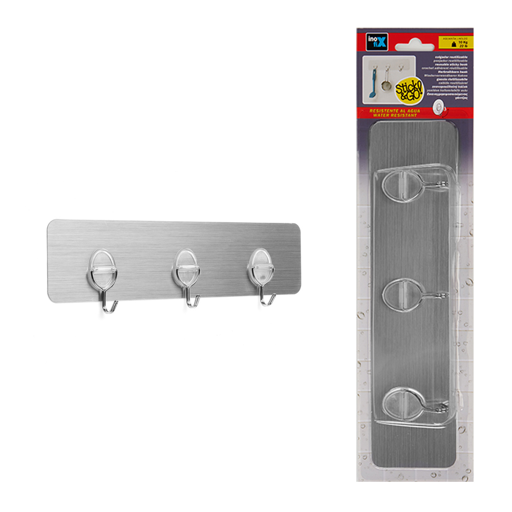 Crochet Adhésif Réutilisable Inox (x3)