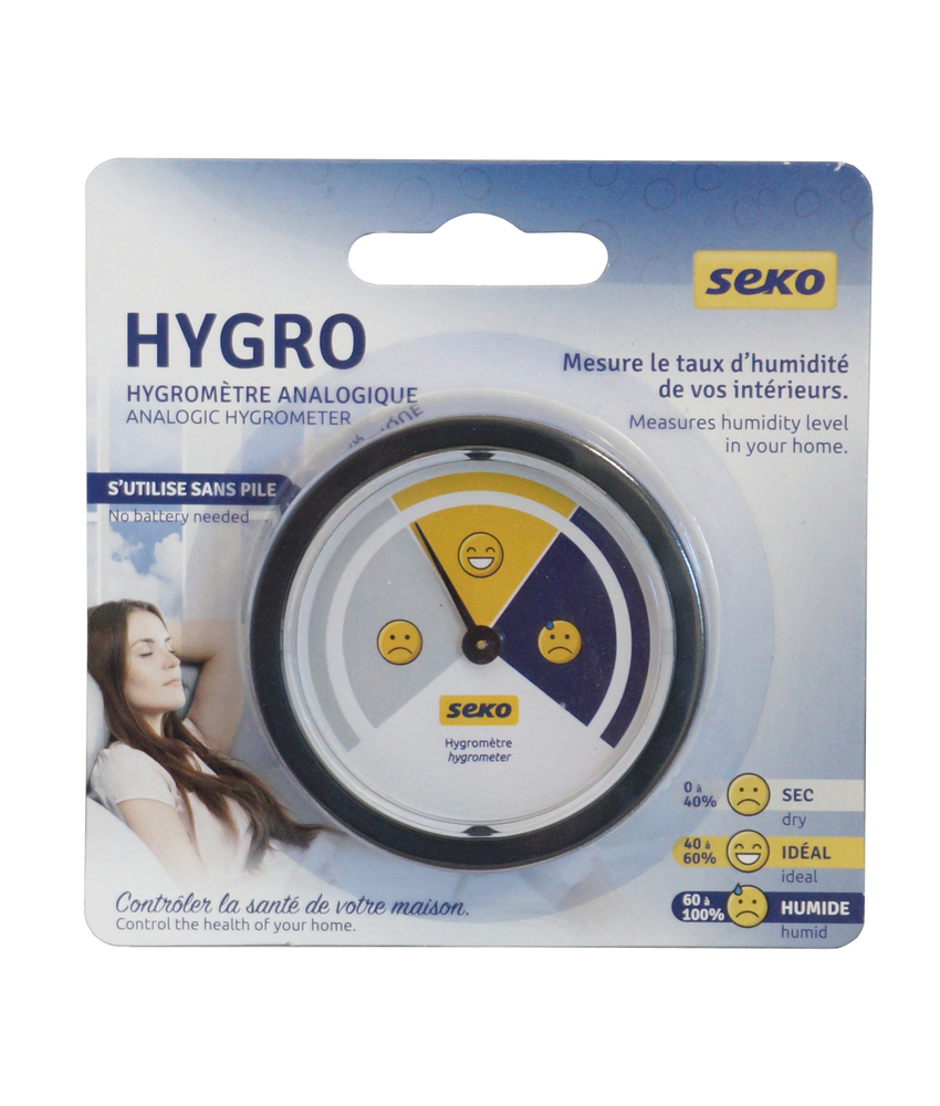 Hygromètre analogique Seko 60 mm avec cadran facile à lire pour mesurer l'humidité ambiante