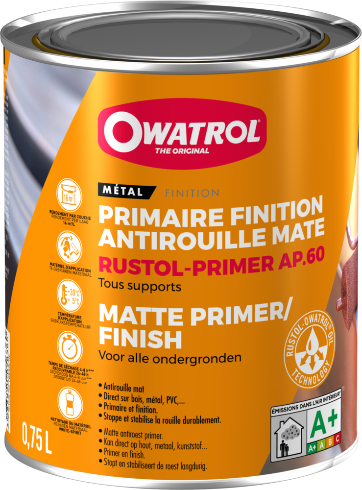 Rustol Primer AP60 Primaire Finition Antirouille Mate 0.75L 