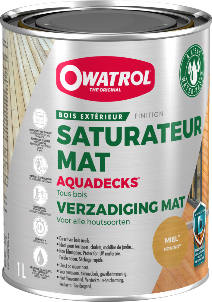 Aquadeck Saturateur bois en phase aqueuse miel 1L