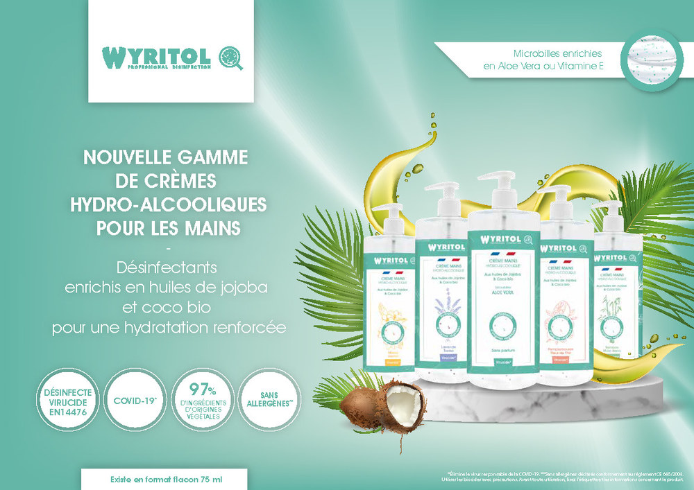 Crème Hydro Alcoolique Monoï Jasmin 500 ml