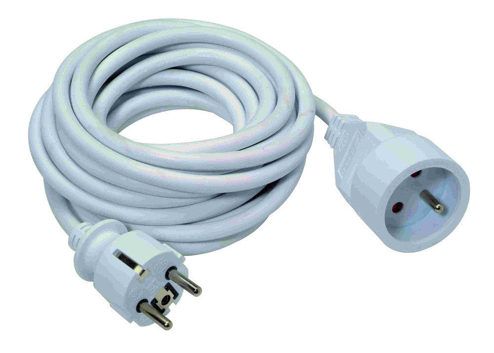 Rallonge électrique 3G 1.50 mm² PVC blanche de 5 mètres