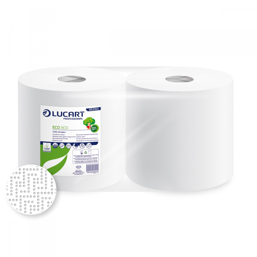 Bobines Essuyage Blanche Eco 800 Feuilles Lot de 2
