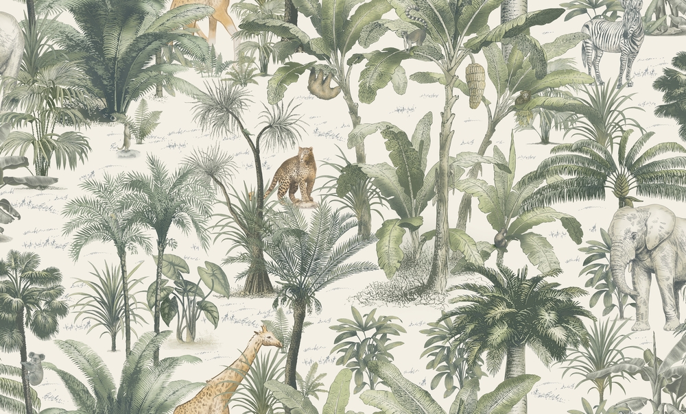 L97104D Jungle Odyssée Vert et Bleu 106 cm x 10.05 m