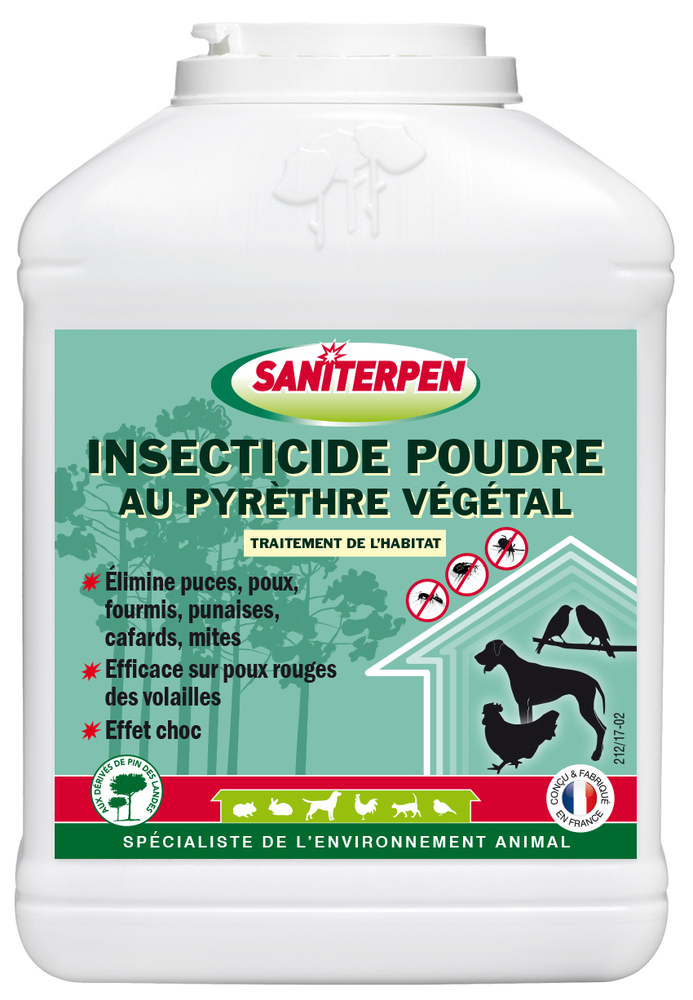 Flacon saupoudreur d'Insecticide Poudre au Pyrèthre Végétal 250g pour insectes rampants