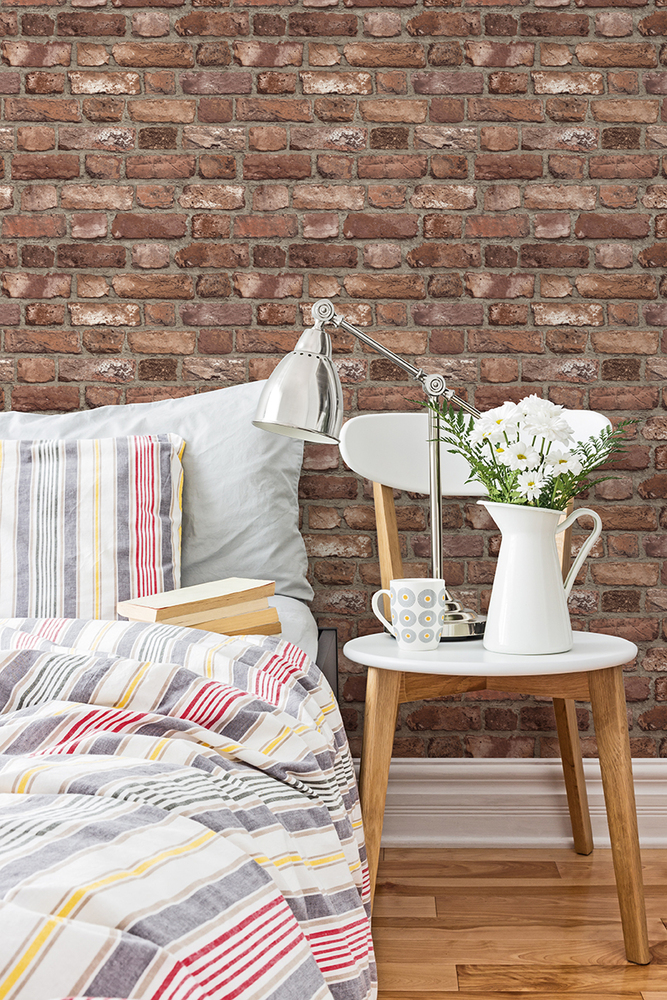 A28901 Vinyle Expansé sur Intissé Brique Rouge