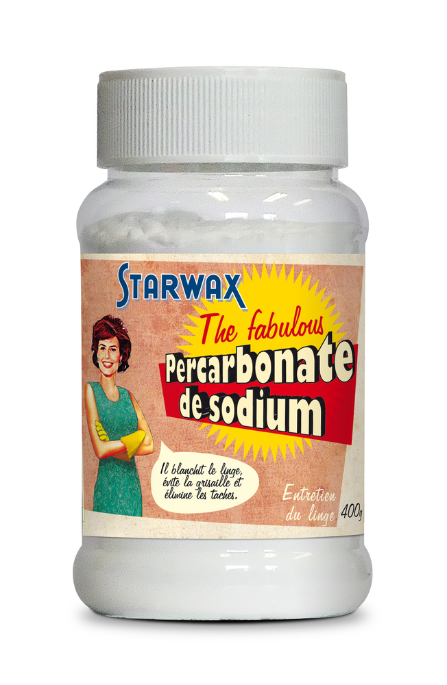 Pot de 400g de Percarbonate de Sodium The Fabulous, poudre blanche blanchissante et détachante multi-usages.