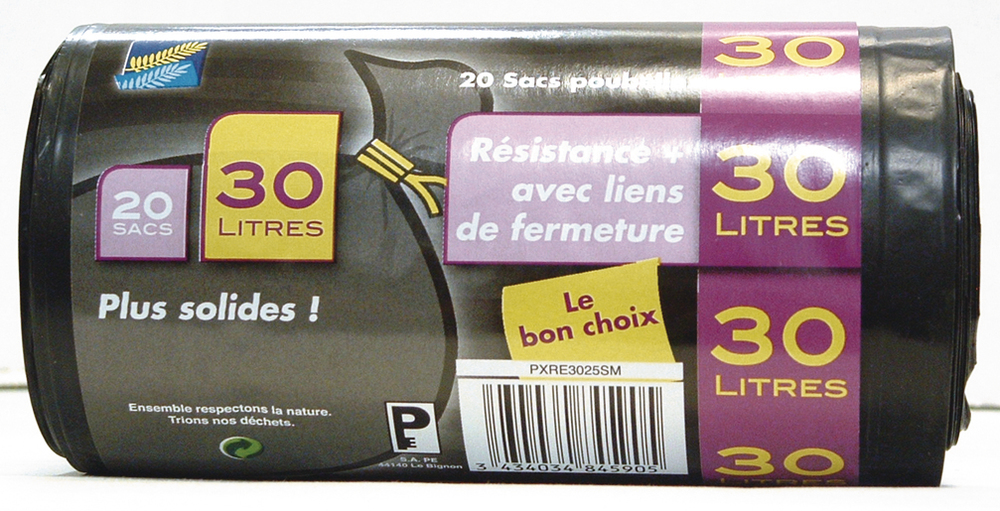 Sacs poubelle noirs renforcés en rouleau, idéaux pour les déchets lourds.