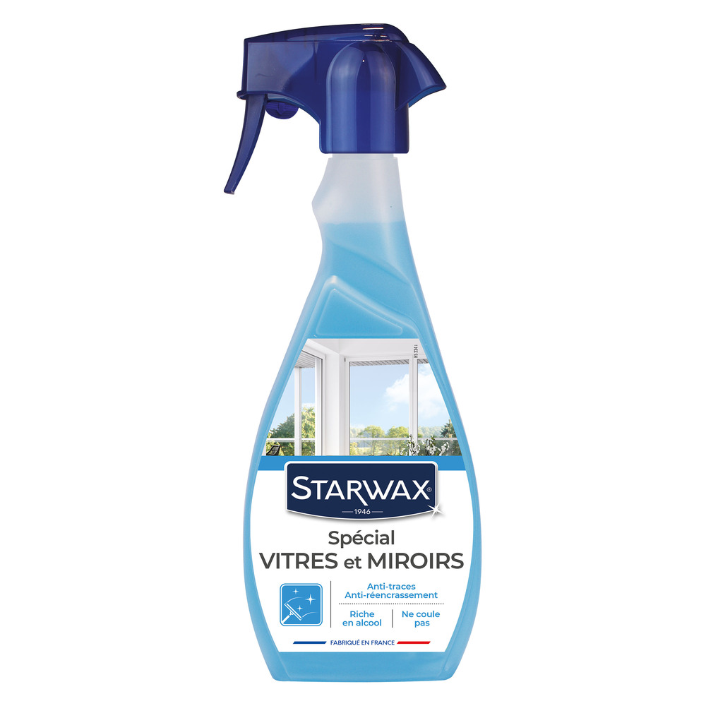 Flacon spray de nettoyant vitres Spécial Vitres et Miroir Anti-Traces à l'Alcool 500 ml
