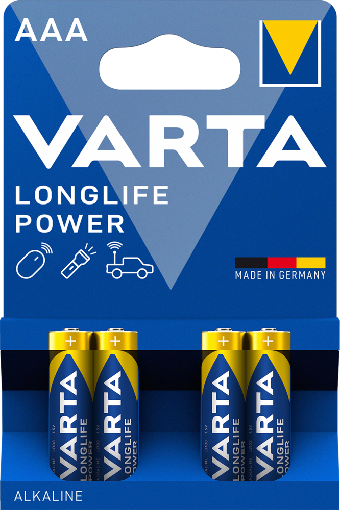 Piles Alcalines Longlife Power AAA/LR03 1.5V Blister de 4