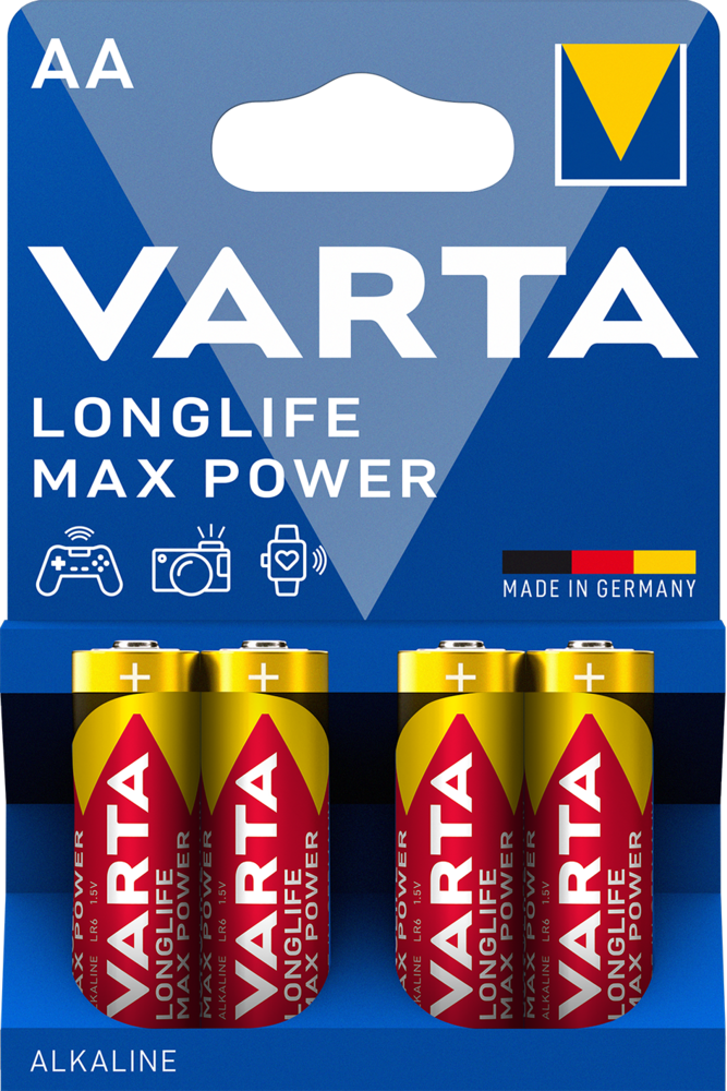 Piles Alcalines Longlife Max Power AA/LR6 1.5V Blister de 4