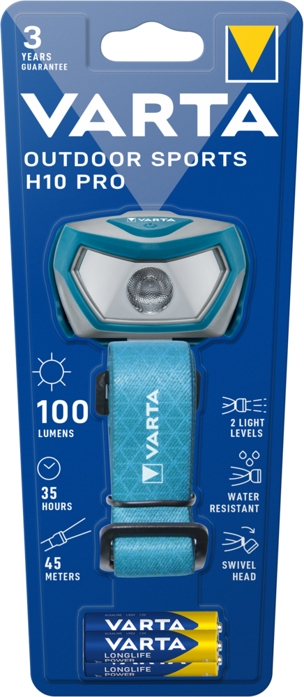 Torche frontale Outdoor H10 Pro, lampe de tête LED puissante et étanche pour activités extérieures.