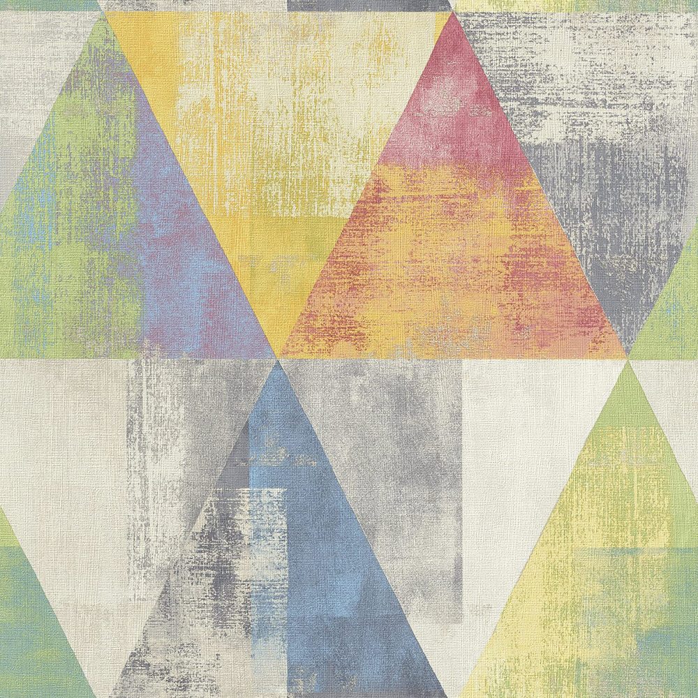 8000 - Vinyl Grainé sur Intissé Grands Triangles Multicolor