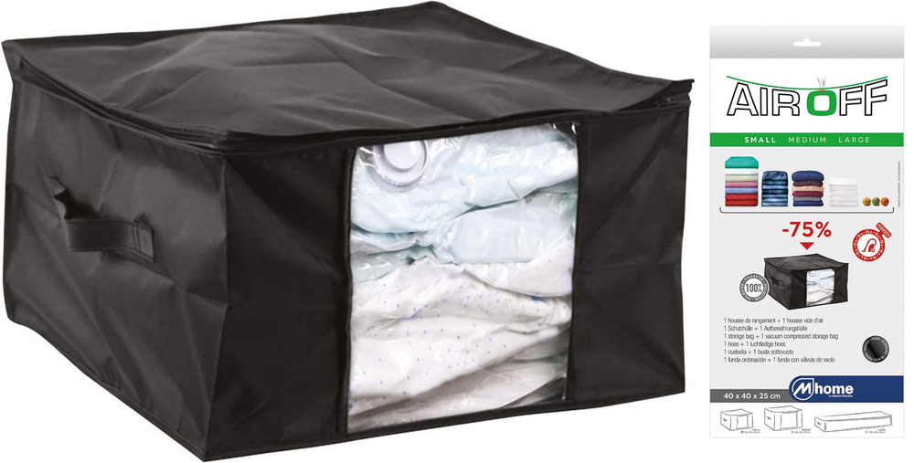 Housse de Rangement + Housse Vide d'Air Small Noire 40x40x25cm