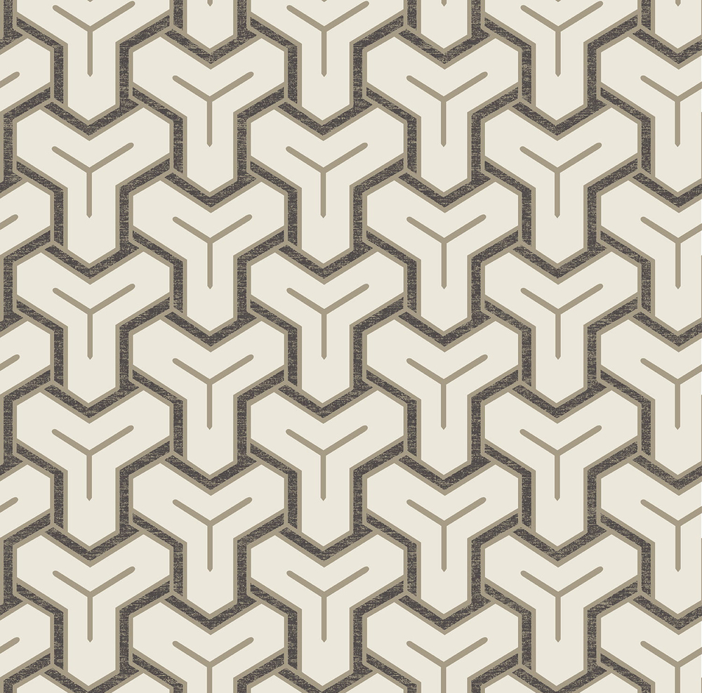 8222 - Expansé sur Intissé Fibreux Géo Art Déco Beige