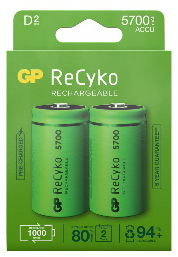 GP ReCyko Piles Rechargeables D Etui de 2