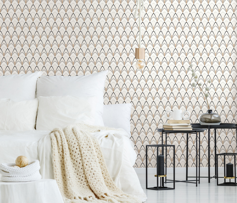 8231 - Vinyle Grainé sur Intissé Art Déco Blanc