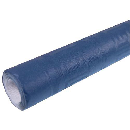 Nappe en papier damassée bleue 6 mètres x 1,20 mètres pour grande table de réception