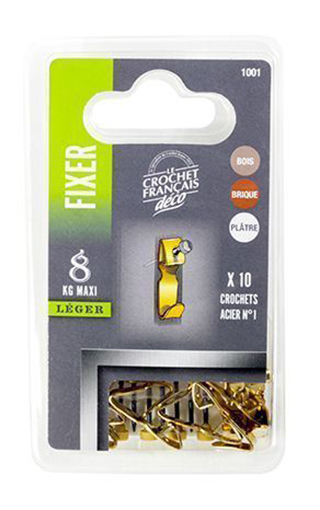 10 Crochets Acier N° 1 Pour Tableau et Cadre 