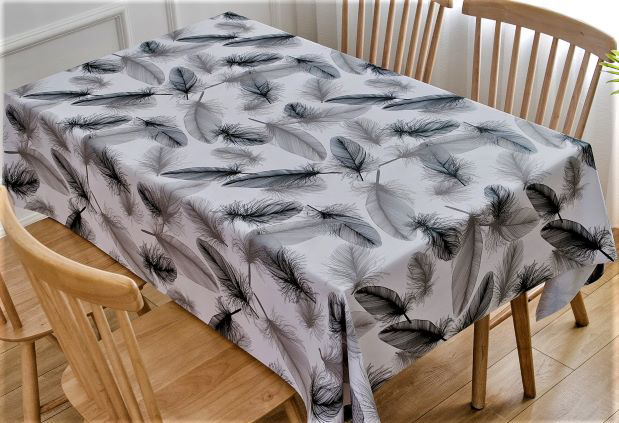 Toile Cirée Déco Grainé 140cmx20ml Plume Noire