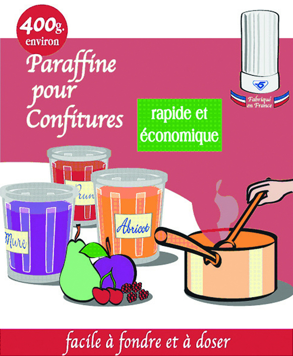 Paraffine pour confitures 400g, bloc de cire alimentaire pour sceller les pots.