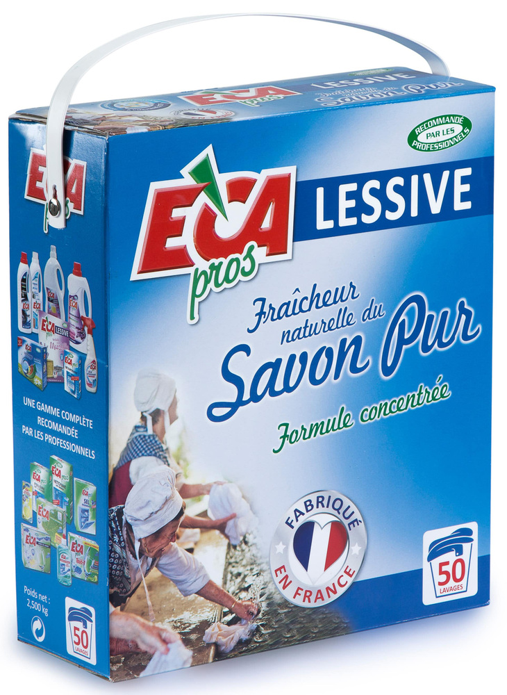 Lessive Linge au Savon Pur en sachet de 2.5 kg, pour un linge propre et doux.