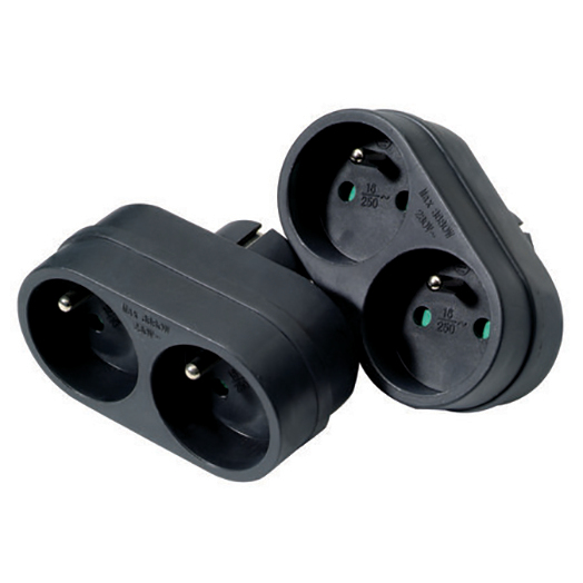 Lot de 2 multiprises électriques noires avec 2 prises 16A et terre