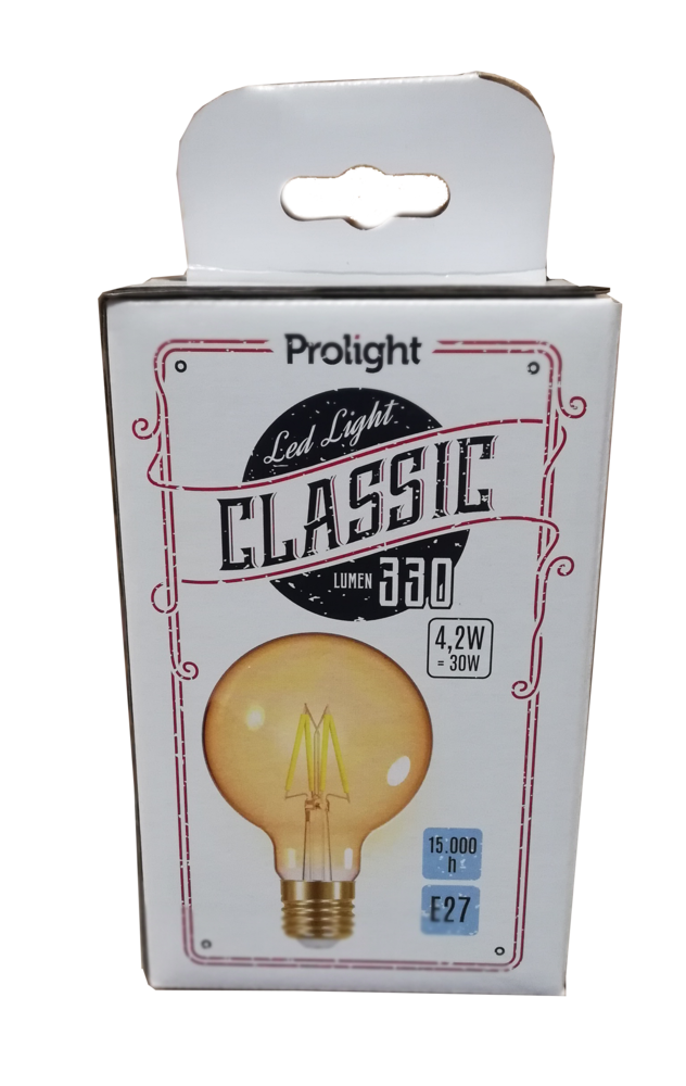 Ampoule LED transparente vintage forme globe Ø80 E27 avec filament apparent