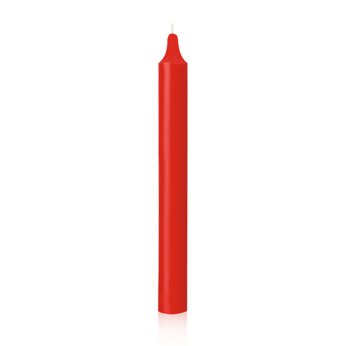 Bougie teintée masse rouge cylindrique en paraffine de 21mm de diamètre et 200mm de hauteur