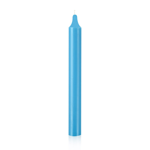 Bougie teintée masse bleu pastel cylindrique de 21 mm de diamètre et 200 mm de hauteur