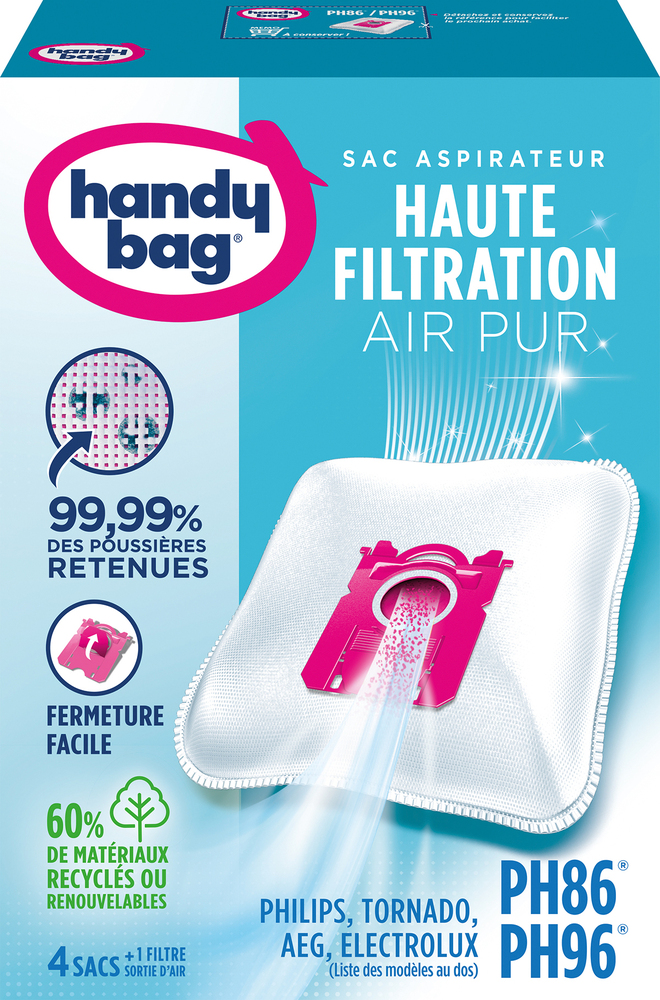 Sac aspirateur Handy Bag PH86/PH96, lot de 4 sacs en microfibre