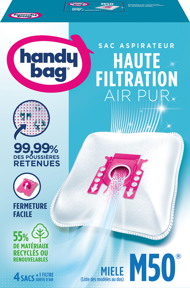Sac aspirateur Handy Bag M50, lot de 5 sacs en microfibre haute filtration