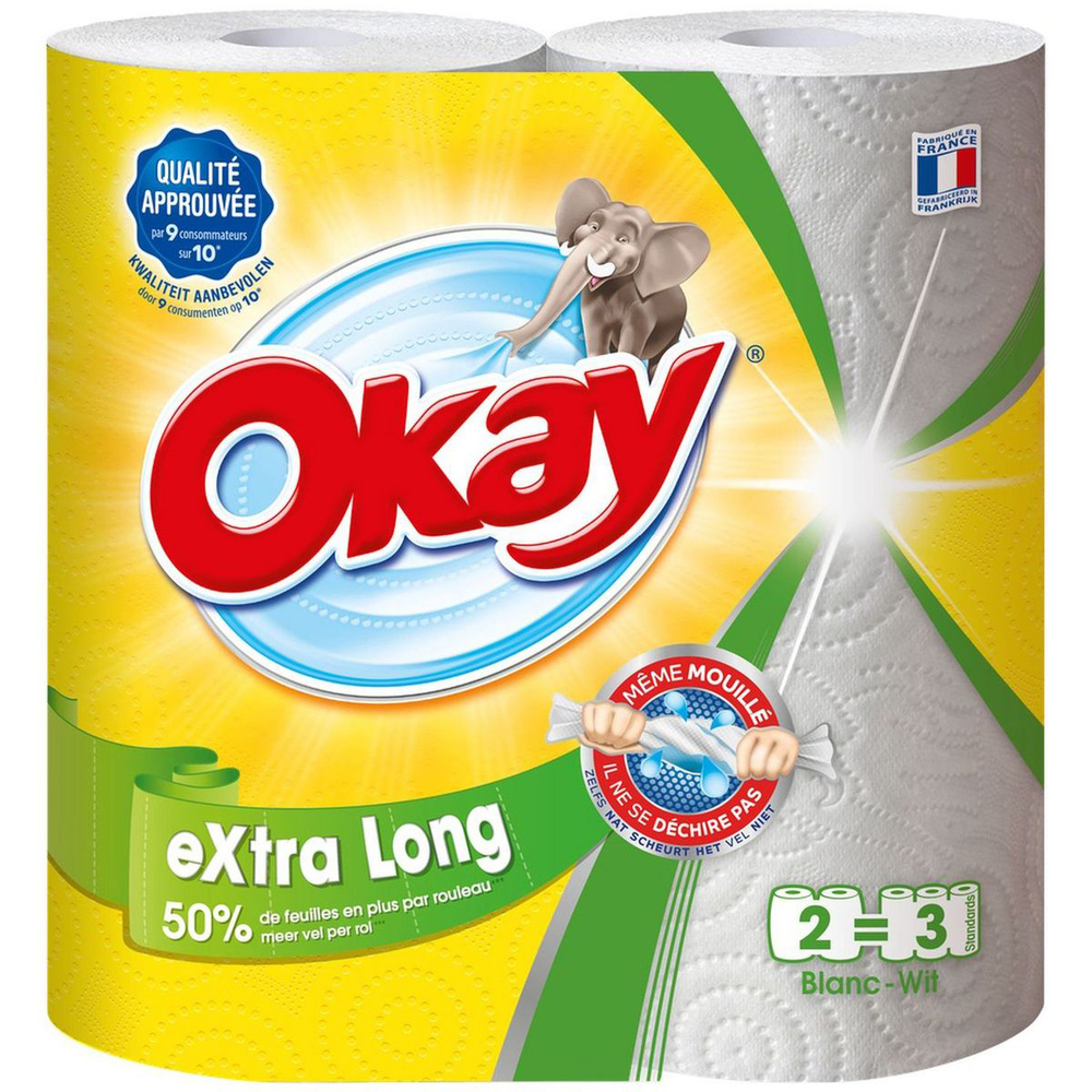 Essuie-Tout Blanc Compact Extra Long x2 Rouleaux
