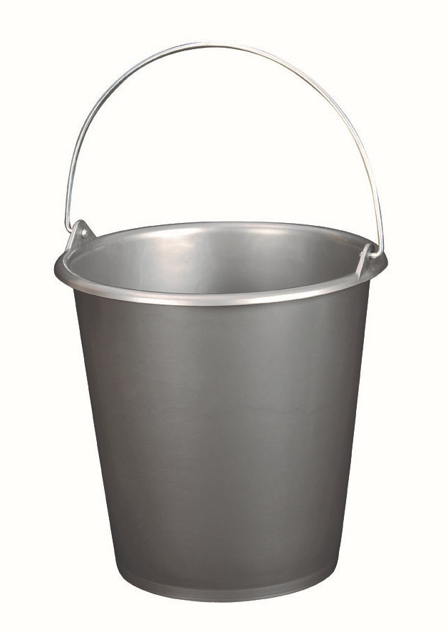 Seau ménager en plastique gris silver de 5 litres pour le nettoyage.