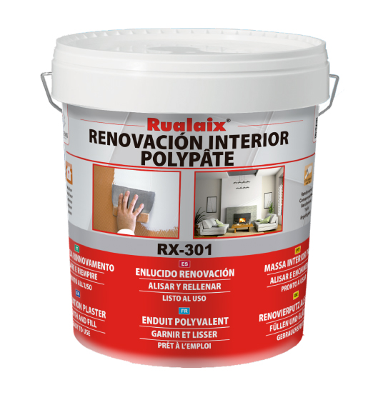 Pot de 25 kg d'enduit garnissant et de lissage polyvalent RX-301 Polypate en pâte pour murs intérieurs