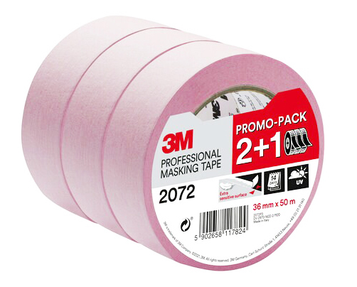 2072 Lot 2+1 Gratuit Masquage Extra Sensitive Rose 36mmx50m 