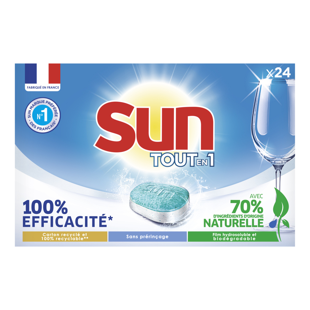 Tablettes Lave-Vaisselle Tout en 1 Ecolabel x24 pastilles