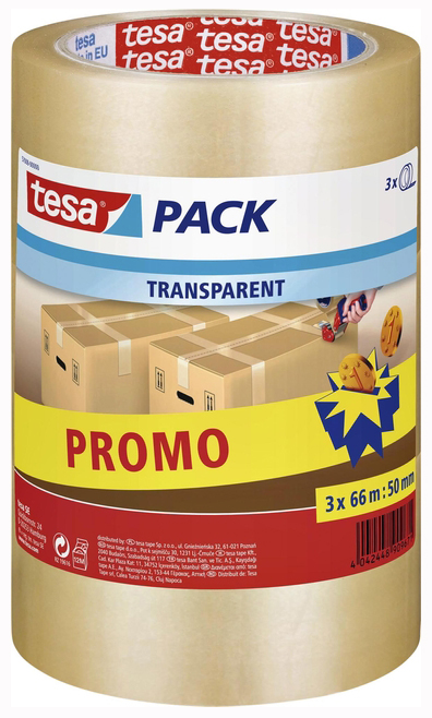 Emballer - Multi Usages 66 m x 50 mm Transparent Pack Promo de 3 Rouleaux