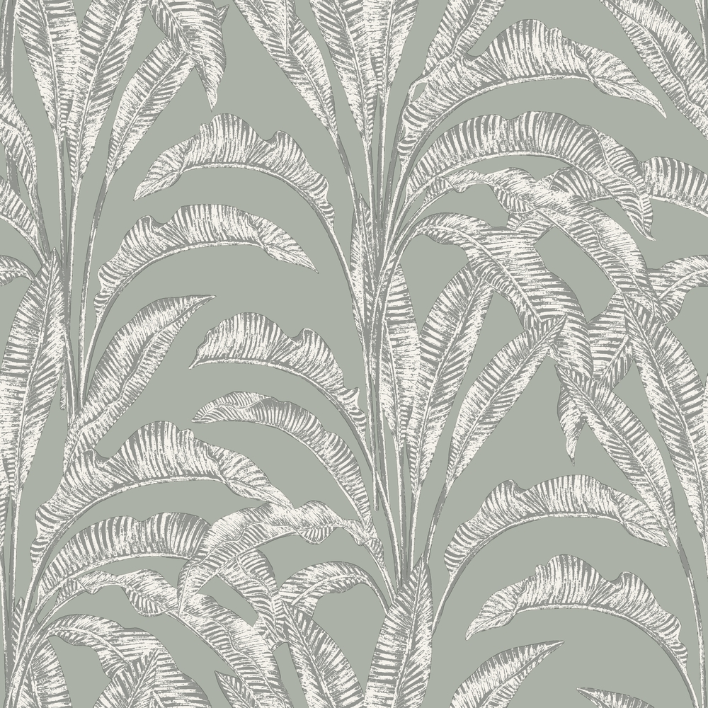 Papier peint vinyle grainé M61904 sur intissé motifs feuillage fond vert