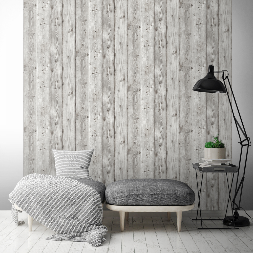 L28519 Vinyle Grainé sur Intissé Planche Nature Anthracite