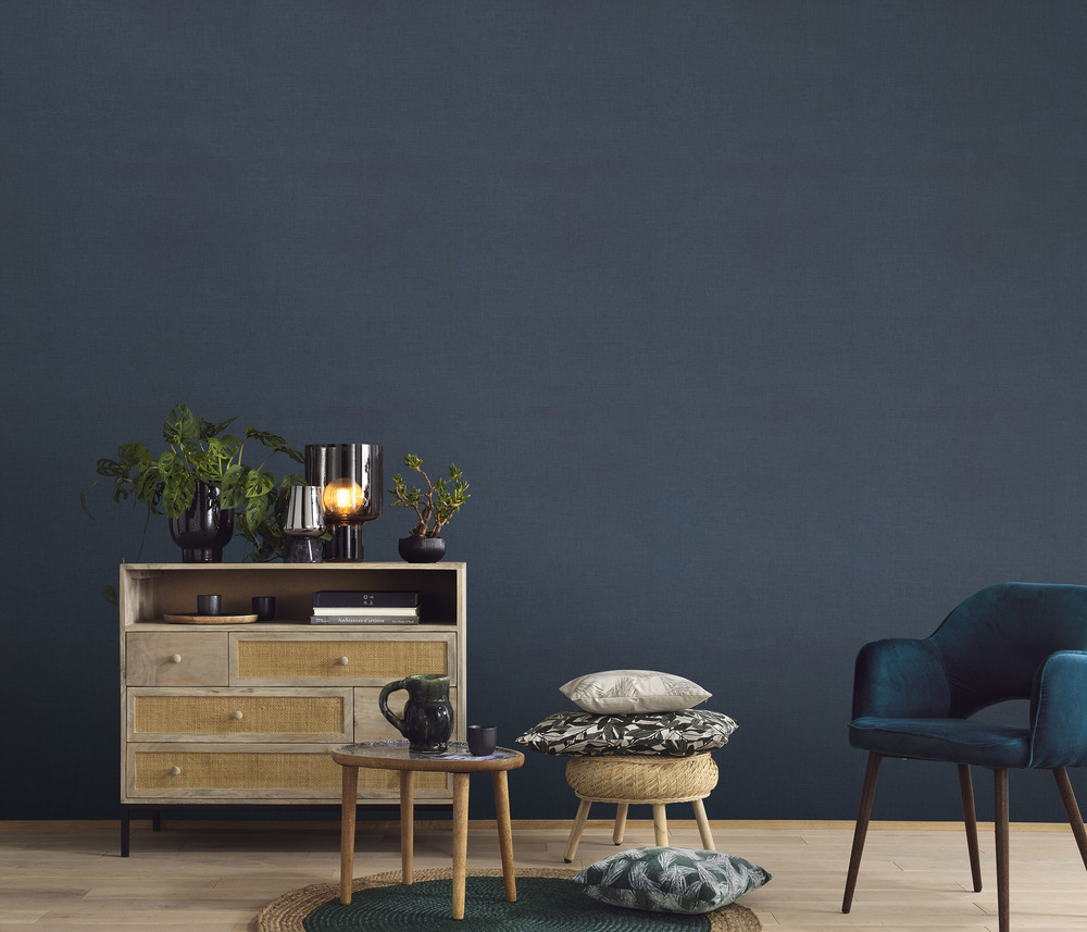 10262-08 Papier Peint Vinyle Grainé sur Intissé Uni Casual Marine