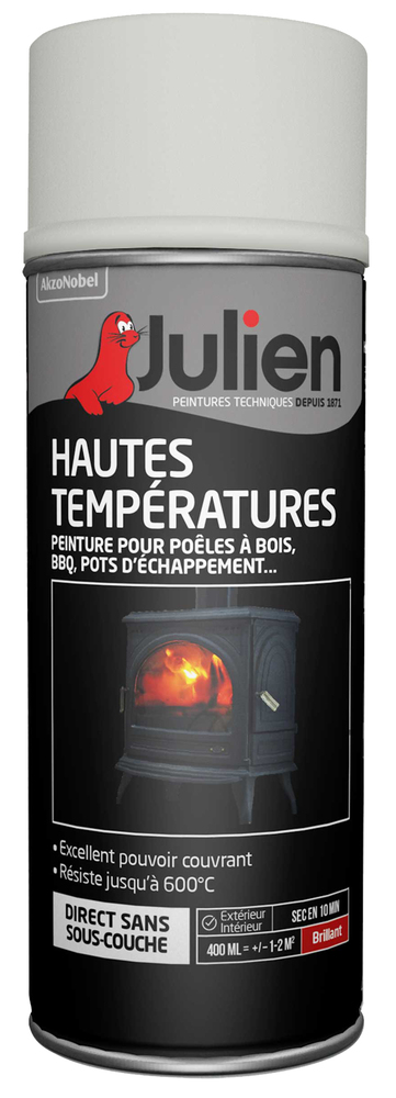 Peinture Haute Température 600° Blanc Brillant Aérosol 400 ml 