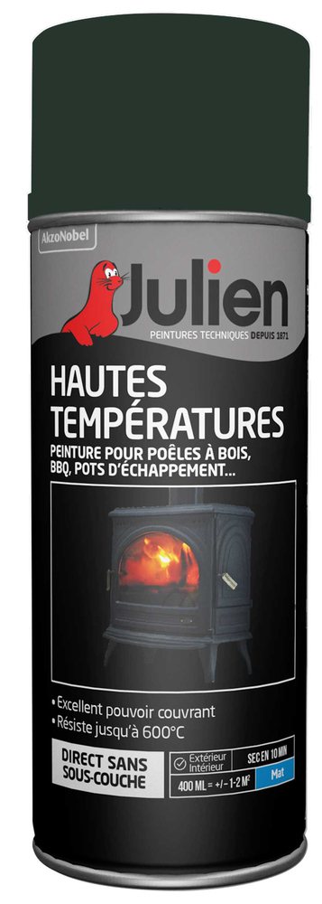 Peinture Haute Température 600° Gris Fonte Mat Aérosol 400 ml 