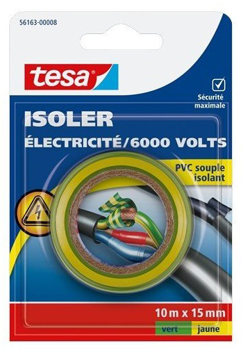 Isoler - Électrique 6000 Volts Jaune/Vert 15mmx10m