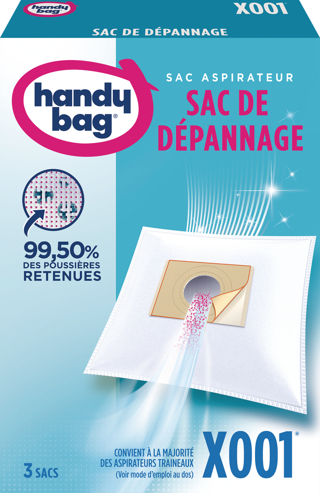Lot de sacs aspirateurs Handy Bag de dépannage X001, compatibles pour aspirateur ménager