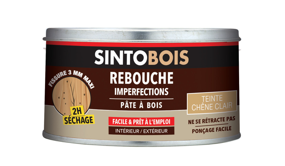 Sintobois Pâte à Bois Rebouche Imperfections Boite 250g Chêne Clair